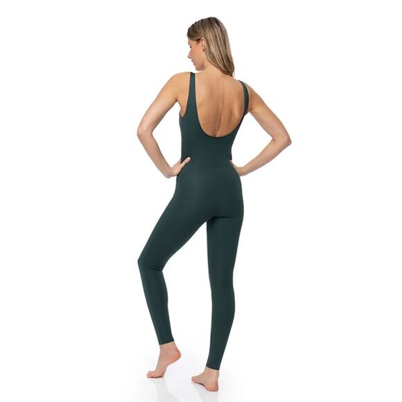 Girlfriend Collective Scoop Back Unitard Athletic Jumpsuit Moss Size Medium - Picture 3 of 10